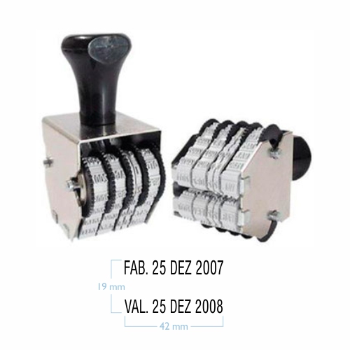 Carimbo Datador Manual Data Kanji Duplo Sobreposto Produção com Data (val. e Fab.) 5mm