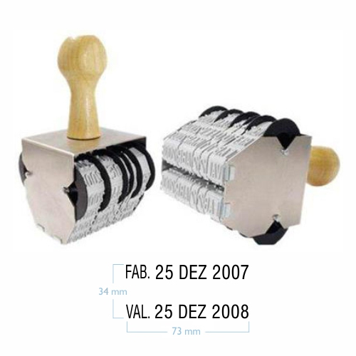 Carimbo Datador Manual Data Kanji Duplo Sobreposto Produção com Data (val. e Fab.) 10mm