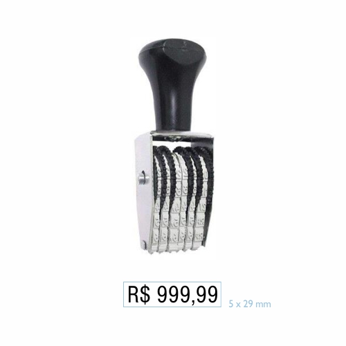 Carimbo Marcador Data Kanji de Preços 6 Fitas 999,99 5mm