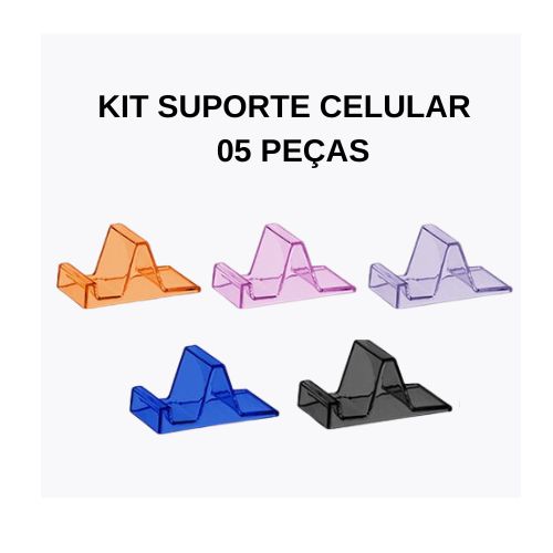 Mini Suporte de Mesa para Celular em Acrílico Kit com 5 Unidades