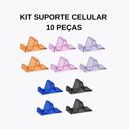 Mini Suporte de Mesa para Celular em Acrílico Kit C/ 10 Unidades.