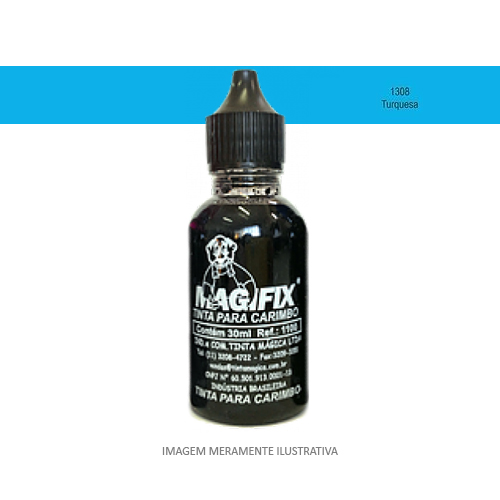 Tinta Magifix Azul Turqueza para Refil e Almofada para Carimbo Frasco 30ml