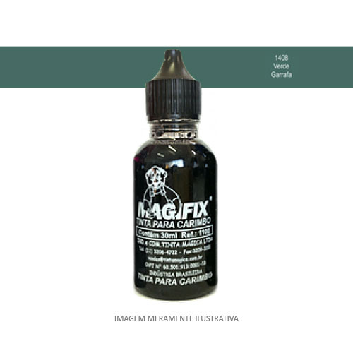 Tinta Magifix Verde Garrafa para Refil e Almofada para Carimbo Frasco 30ml