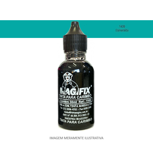 Tinta Magifix Verde Esmeralda para Refil e Almofada para Carimbo Frasco 30ml