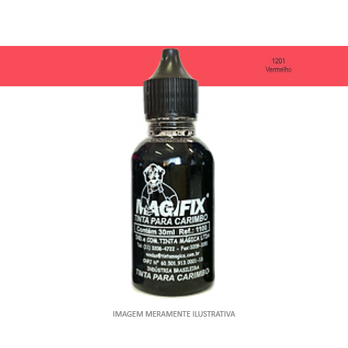 Tinta Magifix Vermelha para Refil e Almofada para Carimbo Frasco 30ml