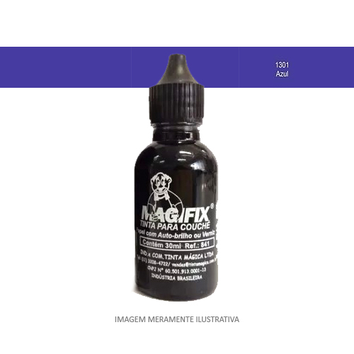 Tinta Magifix Azul para Papel Couché, com Auto Brilho Ou Verniz Frasco 30ml