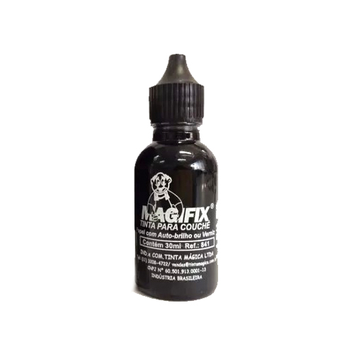 Tinta Magifix Preta para Papel Couché, com Auto Brilho Ou Verniz Frasco 30ml