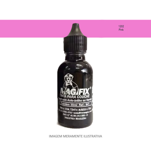 Tinta Magifix Rosa para Papel Couché, com Auto Brilho Ou Verniz Frasco 30ml