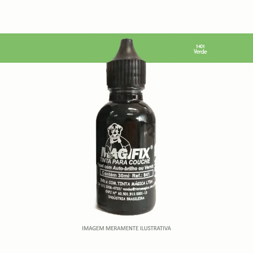 Tinta Magifix Verde para Papel Couché, com Auto Brilho Ou Verniz Frasco 30ml