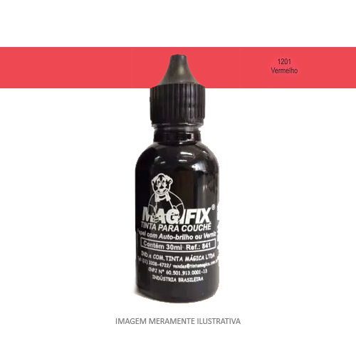 Tinta Magifix Vermelha para Papel Couché, com Auto Brilho Ou Verniz Frasco 30ml