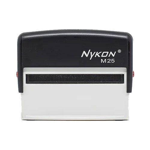 Carimbo Automatico Nykon Power M25  Preto Placa Texto Retangular 17x76mm