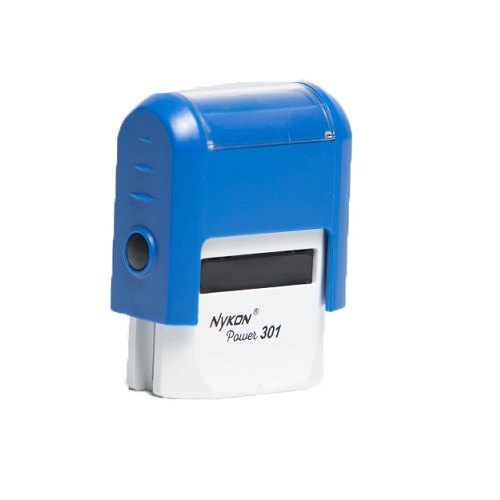 Carimbo Automatico Nykon Power 301 Azul Placa Texto Retangular 10x27mm