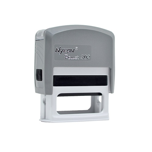 Carimbo Automatico Nykon Power 302 Cinza Placa Texto Retangular 14x38mm