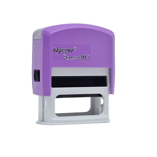 Carimbo Automatico Nykon Power 302 Lilas Placa Texto Retangular 14x38mm
