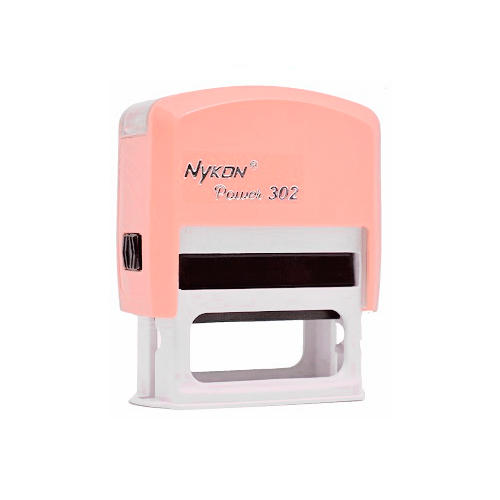 Carimbo Automatico Nykon Power 302 Nude Rosa Pastel Placa Texto Retangular 14x38mm