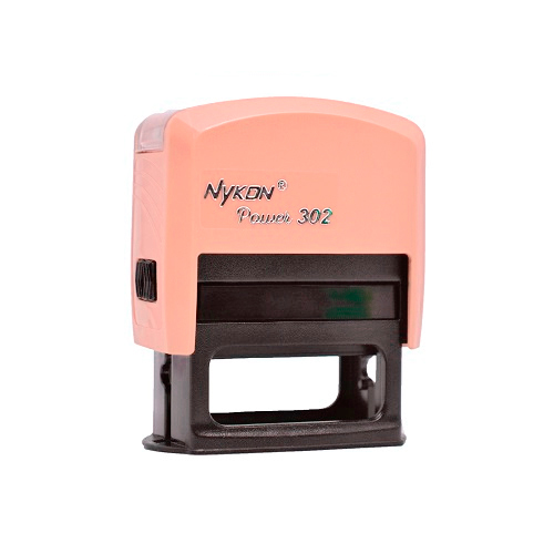 Carimbo Automatico Nykon Black Color 302 Nude Rosa Pastel Placa Texto Retangular 14x38mm