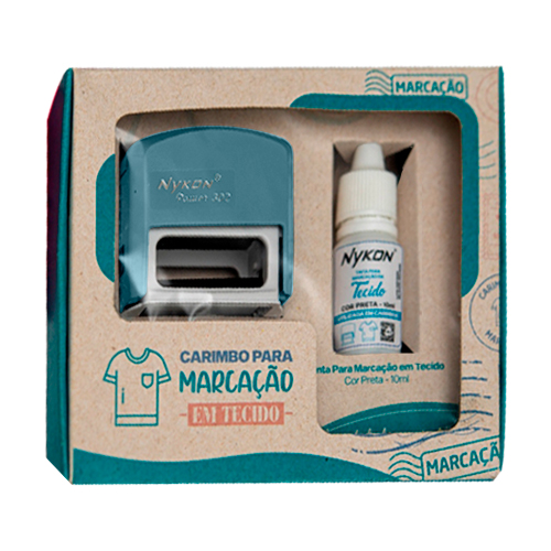 Kit Nykon para Marcar Tecido N302 Azul Pastel, Refil Sem Tinta e  Tinta para Tecido Preta Frasco 10ml