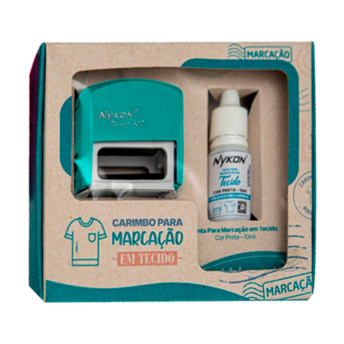 Kit Nykon para Marcar Tecido N302 Verde Pastel, Refil Sem Tinta e  Tinta para Tecido Preta Frasco 10ml