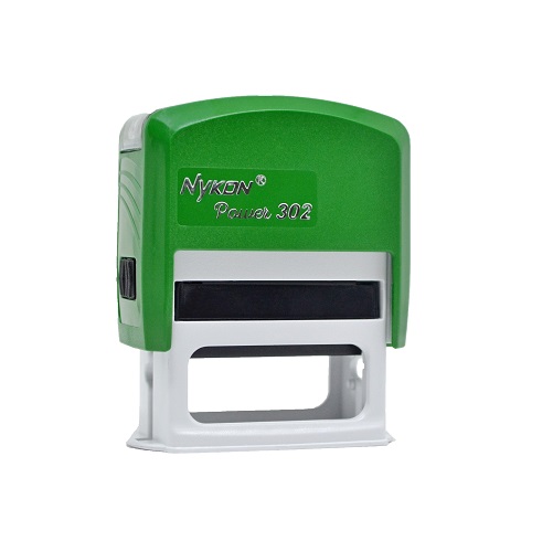 Carimbo Automatico Nykon Power 302 Verde Placa Texto Retangular 14x38mm