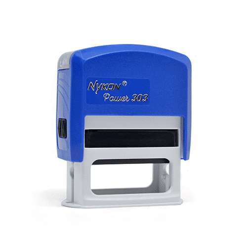 Carimbo Automatico Nykon Power 303 Azul Placa Texto Retangular 18x47mm