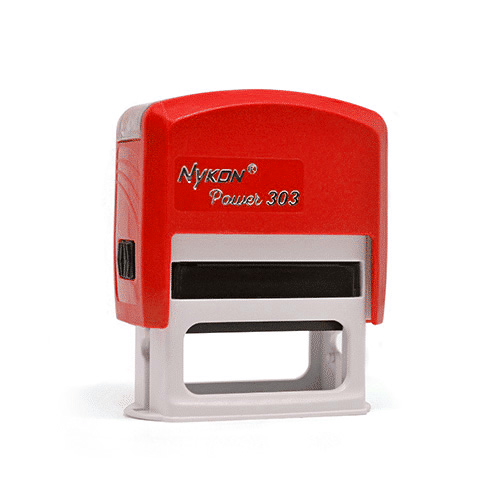 Carimbo Automatico Nykon Power 303 Vermelho Placa Texto Retangular 18x47mm