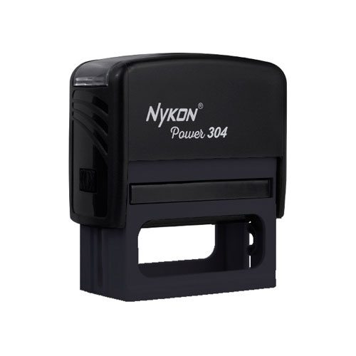 Carimbo Automatico Nykon Power 304 Black Placa Texto Retangular 23x59mm