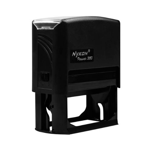 Carimbo Automático Nykon Power 360 Black Placa Texto Retangular 37x76mm