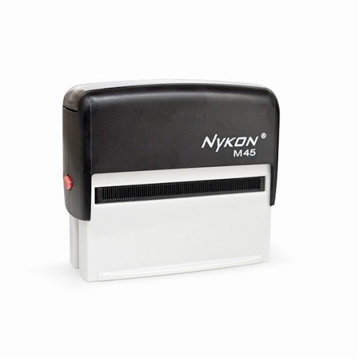 Carimbo Automatico Nykon Power M45  Preto Placa Texto Retangular 25x82mm
