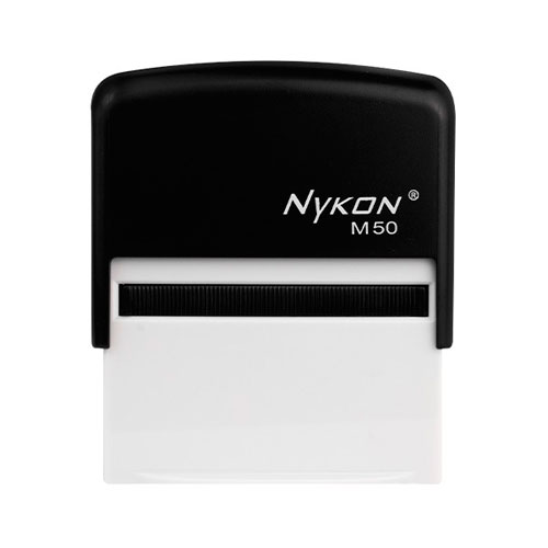 Carimbo Automatico Nykon Power M50 Preto Placa Texto Retangular 30x69mm