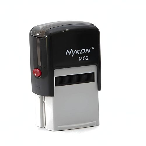 Carimbo Automatico Nykon Power M52  Preto Placa Texto Retangular 20x30mm