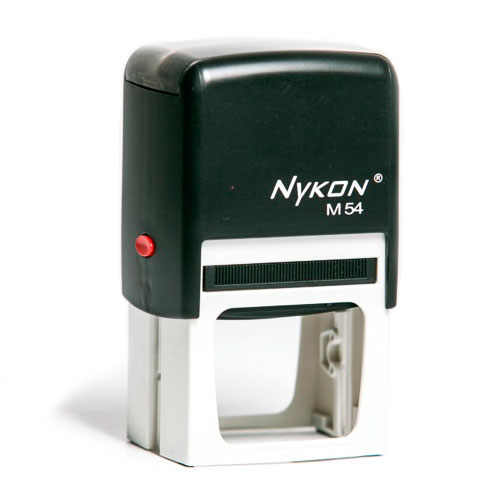 Carimbo Automático Nykon Power M54 Preto Placa Texto Retangular 40x50mm