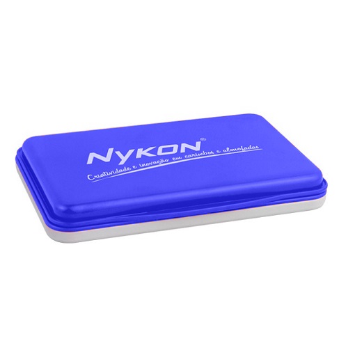Almofada para Carimbo Nykon N2 Azul com Tampa de Plástico Retangular 65x105mm
