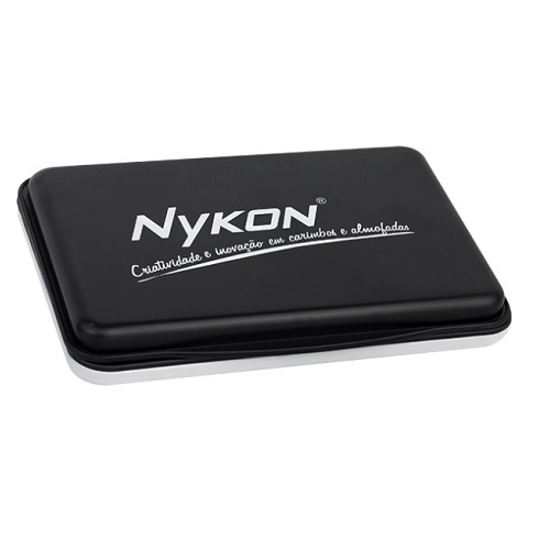 Almofada para Carimbo Nykon N2 Preta com Tampa de Plástico Retangular 65x105mm