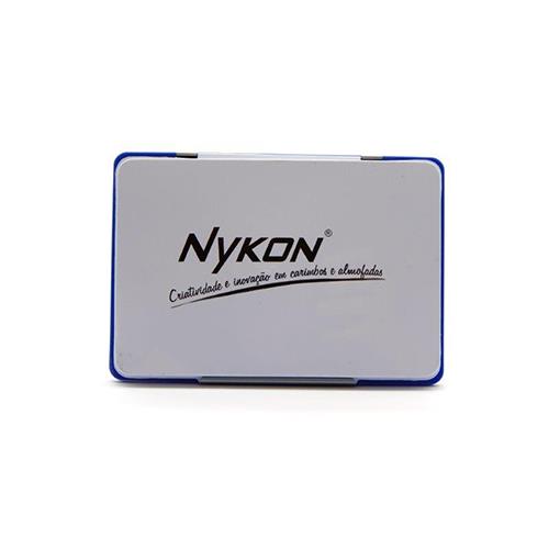 Almofada para Carimbo Nykon N1 Azul com Tampa de Metal Retangular 80x123mm