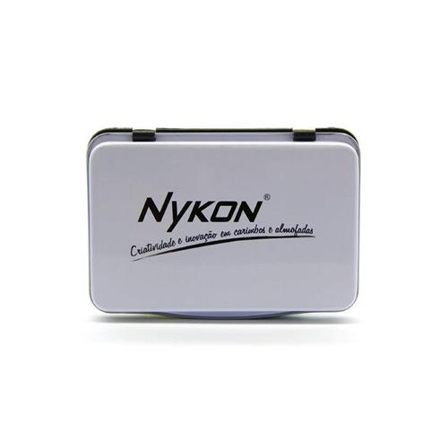 Almofada para Carimbo Nykon N1 Preta com Tampa de Metal Retangular 80x123mm