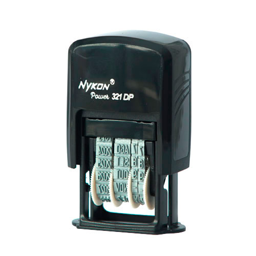 Carimbo Automatico Nykon Datador Black Color 321dp Placa Texto Retangular 5x25mm