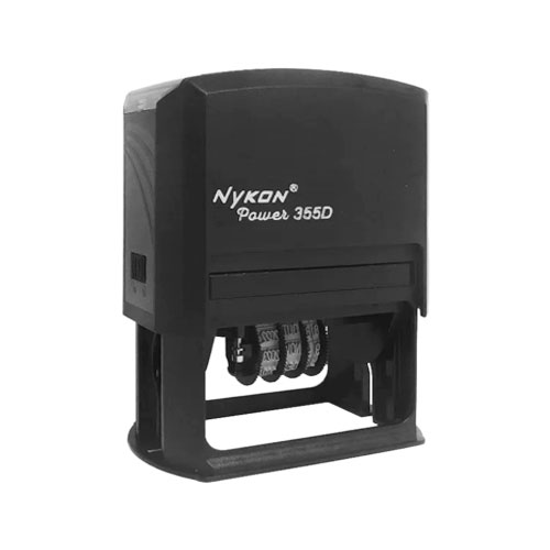 Carimbo Automatico Nykon Power 355d Datador  Black Placa Texto Retangular 40x60mm