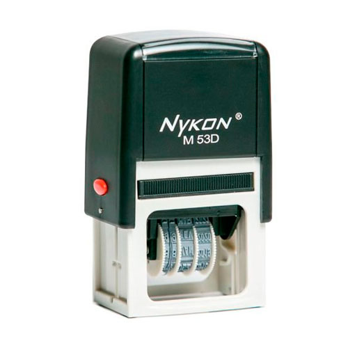 Carimbo Automático Nykon Power M53d Datador Preto Placa Texto Retangular 30x45mm