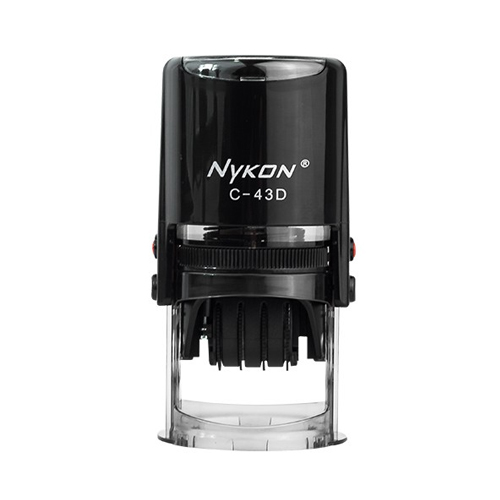 Carimbo Automático Nykon Power C43d Datador Preto Placa Texto Redonda 30mm