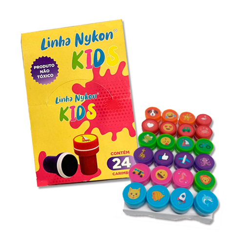 Kit Carimbos Infantis Coloridos Desenhos 24 Peças