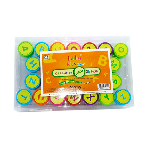 Kit Carimbos Infantis Coloridos Letras 26 Peças
