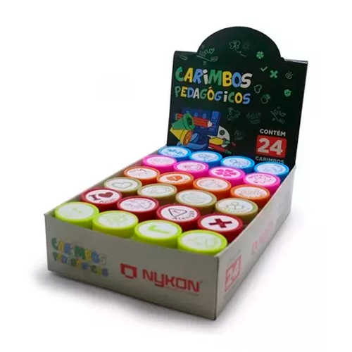 Kit Carimbos Pedagógicos Coloridos 24 Peças