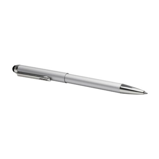 Caneta Carimbo de Metal Nykon Smart Prateada com Touch para Tablet e Smartphone Placa Texto Retangular 08x33mm