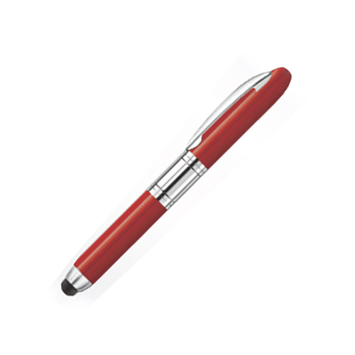 Caneta Carimbo de Metal Nykon Mini Smart Vermelha com Touch para Tablet e Smartphone Placa Texto Retangular 08x33mm