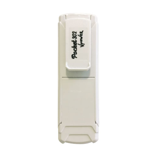 Carimbo de Bolso Pocket Nykon V Power 302 Branco  Placa Texto Retangular 14x38mm