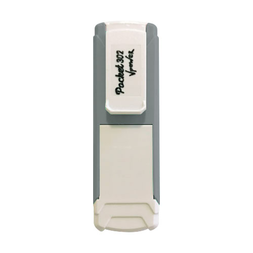Carimbo de Bolso Pocket Nykon V Power 302 Cinza Placa Texto Retangular 14x38mm