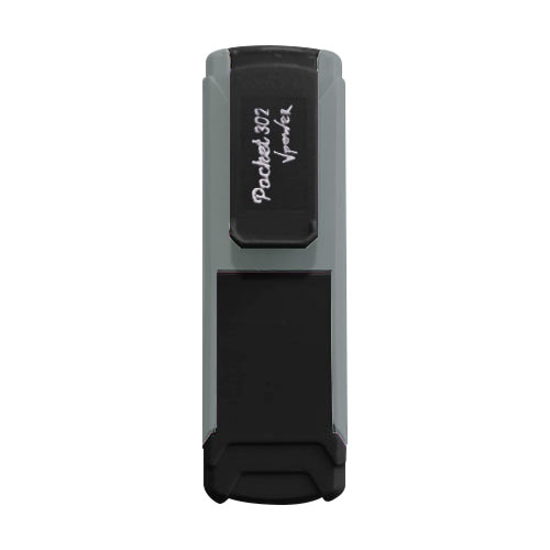 Carimbo de Bolso Pocket Nykon V Power Black Color 302 Cinza Placa Texto Retangular 14x38mm