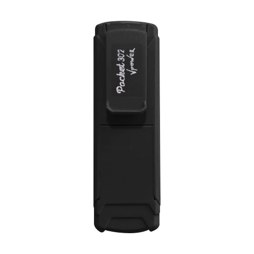 Carimbo de Bolso Pocket Nykon V Power Black Color 302 Preto  Placa Texto Retangular 14x38mm