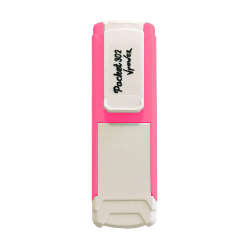 Carimbo de Bolso Pocket Nykon V Power 302 Rosa Neon Placa Texto Retangular 14x38mm