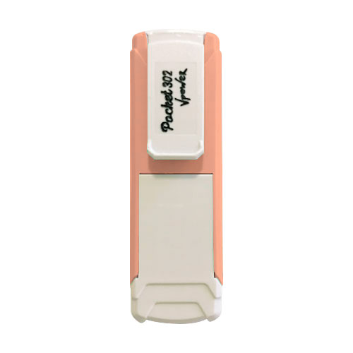 Carimbo de Bolso Pocket Nykon V Power 302 Rosa Pastel Placa Texto Retangular 14x38mm